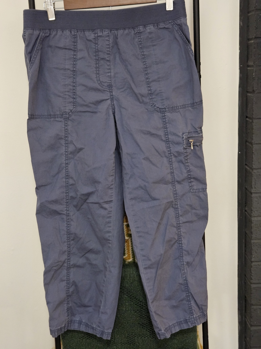 Chico's Slate Blue Cargo Capri Jumpsuit Pants